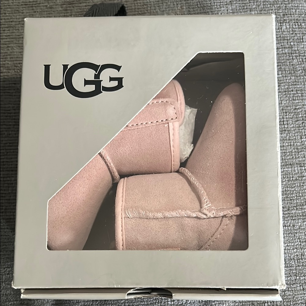 UGG Pink Baby I JESSE BOW II Booties, Size 0/1, 0-6 Months